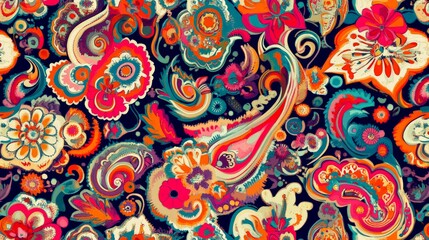 Bright Floral Paisley Design in Vibrant Colors