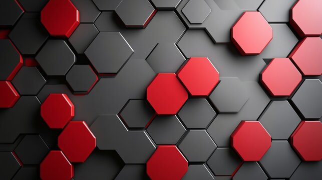 Modern grey and red hexagon pattern abstract background design