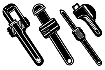 4 different styles of Pipe Wrench vector