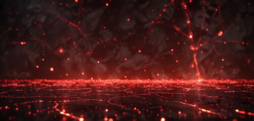 Obraz premium Dark abstract background with scattered red lights, edgy, atmospheric, lights