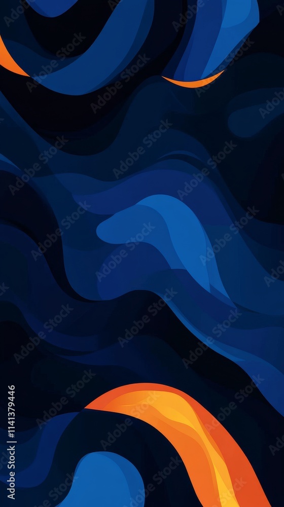 Aufkleber abstract fluid wave patterns in blue and