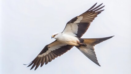 Obraz premium White-tailed Kite in Flight Against a Cloudy Sky