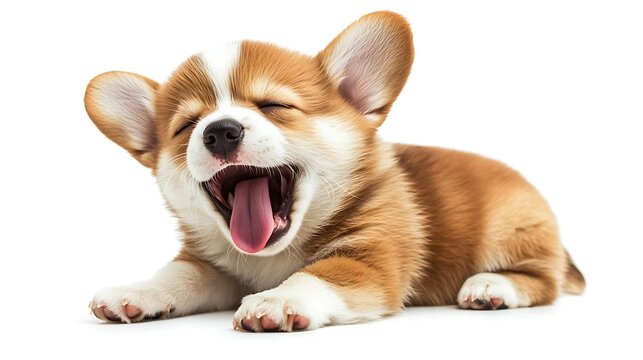 a dog yawning with its mouth open