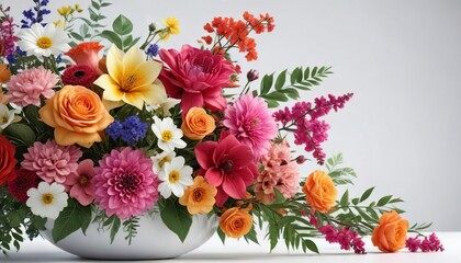 Floral arrangement isolated on white background, bouquet, centerpieces