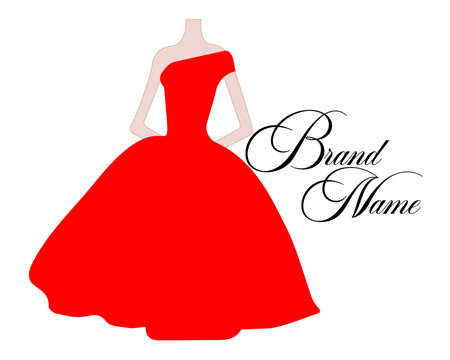 red dress design with brand name clip art preview