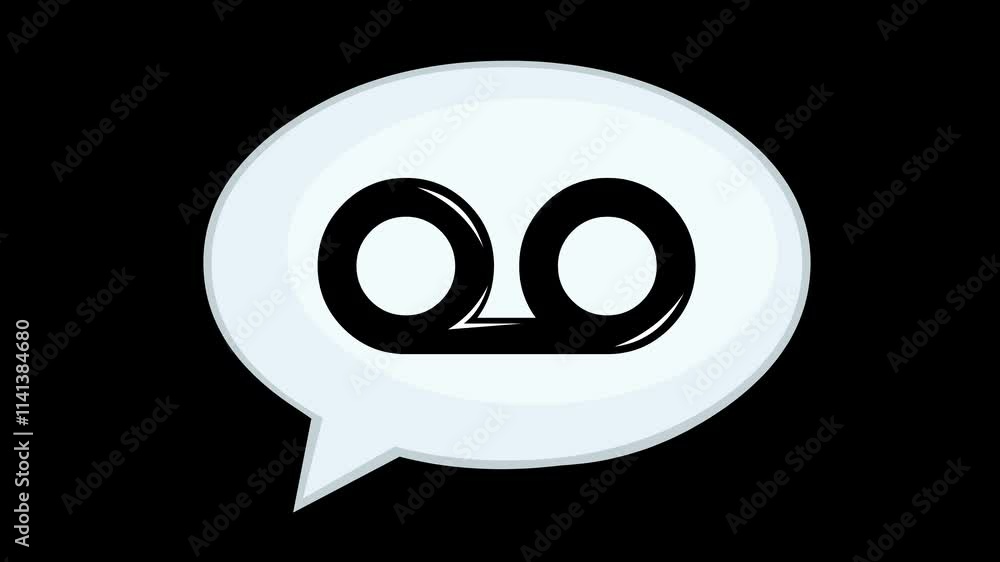 Poster video animation speech bubble and voicemail message symbol concept, on a transparent background with