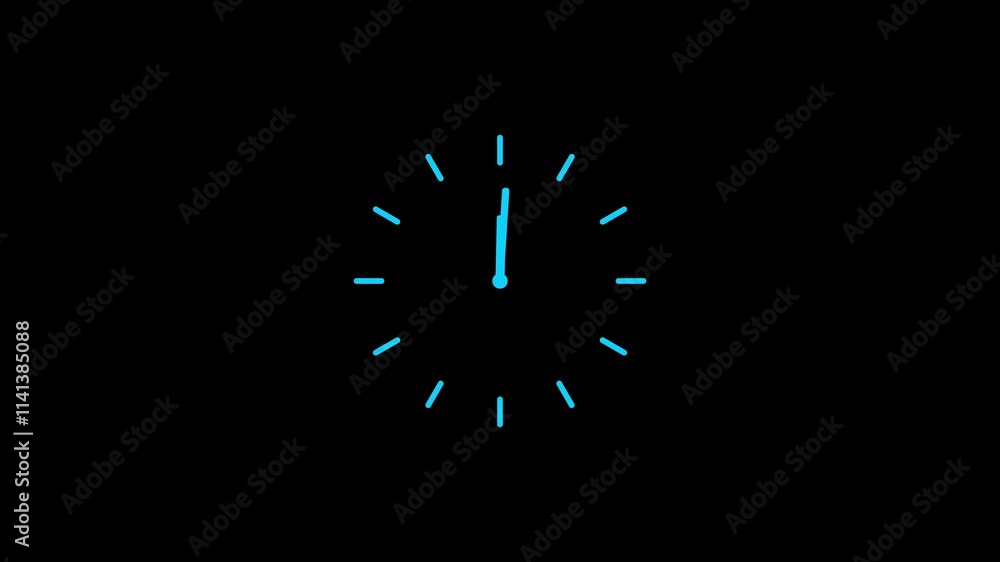Poster clock icon countdown 24 hour day fast speed animation. abstract analog clock icon animation. round w