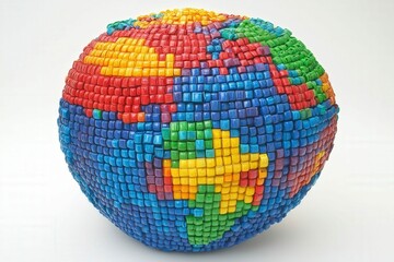 Colorful Globe Made of Cubes