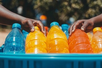 Colorful Bottled Drinks in Outdoor Setting