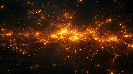 Fototapeta premium Emergency Response Logistics Network Illumination Over Cityscape Urban Digital Art Night Aerial View Connectivity Insights