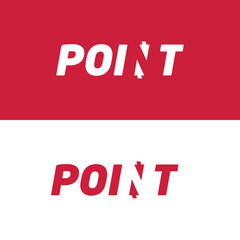 Point logo, with 'point' icon inside the letter N, isolated on red and white background