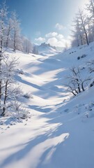Obraz premium A serene winter landscape with blue and white swirls of snow, peaceful atmosphere, stillness, calmness