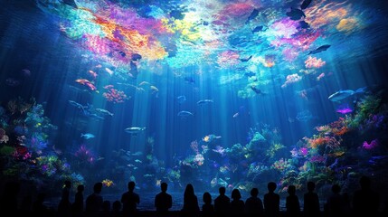 Colorful ocean with vibrant coral and fish seen by many.