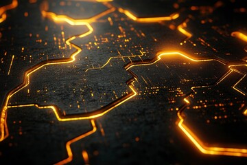 Futuristic Abstract Circuit Design with Glowing Lines