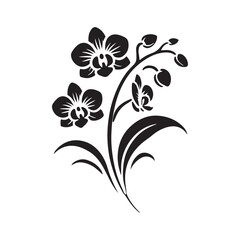 Orchid Flower Silhouette Vector Graphic | Stylish Floral Icon for Logos, Patterns, and Nature-Themed Projects