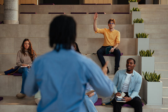 Educator leading interactive discussion with students