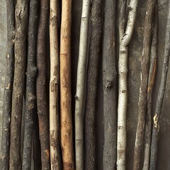 Obraz premium Rustic Wooden Sticks Texture: Natural Background