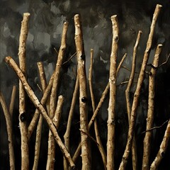 Fototapeta premium Abstract Branches: A Dark Forest Painting