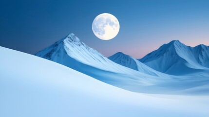 Serene Winter Landscape with Full Moon