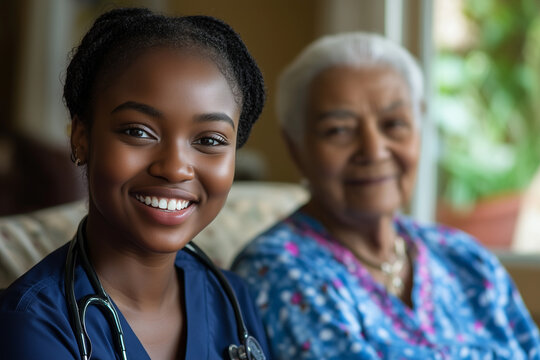 Young woman and elderly patient