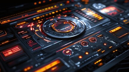 Obraz premium Futuristic Sci-Fi Interface: High-Tech Control Panel Design