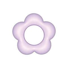 ぷっくりイラストの紫のフラワーデザイン、キュートなデコレーション素材です。3Dオブジェクトをレンダリングしたイラストです。 セット30_07