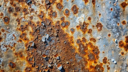 Close-up Texture of Rusted Metal with Flakes and Spots