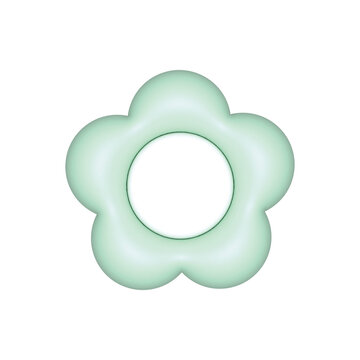 ぷっくりイラストの緑のフラワーデザイン、キュートなデコレーション素材です。3Dオブジェクトをレンダリングしたイラストです。 セット30_05