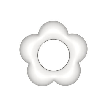 ぷっくりイラストの白(グレー)フラワーデザイン、キュートなデコレーション素材です。3Dオブジェクトをレンダリングしたイラストです。 セット30_09