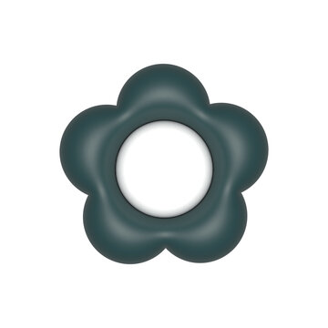 ぷっくりイラストの黒いフラワーデザイン、キュートなデコレーション素材です。3Dオブジェクトをレンダリングしたイラストです。 セット30_08