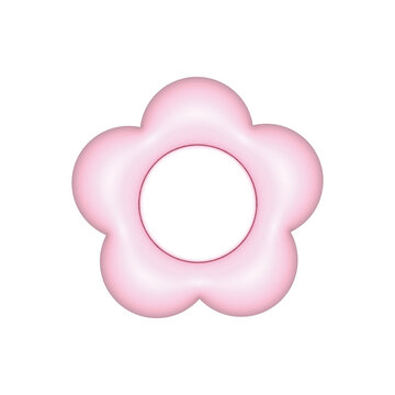 ぷっくりイラストのピンクのフラワーデザイン、キュートなデコレーション素材です。3Dオブジェクトをレンダリングしたイラストです。 セット30_02