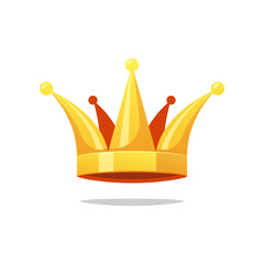 Golden crown vector isolated on white background.