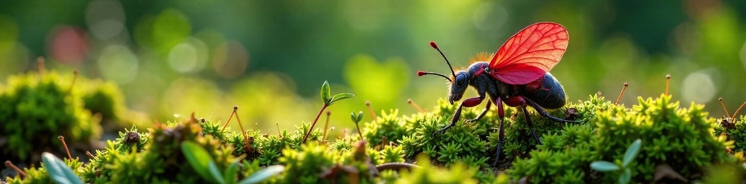 Frauenhaarmoos Polytrichaceae mit Schneckenschleim in einem Bl?ttergrat, flora, botanische