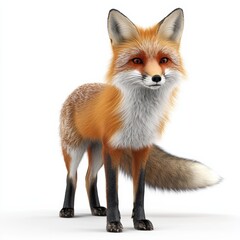 Fototapeta premium Vibrant fox exploring a forest wildlife photography natural habitat close-up perspective