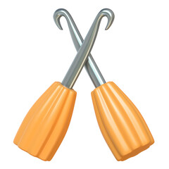 Crochet 3D Icon, representing crochet tools for crafting