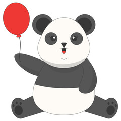 Obraz premium Cartoon Panda Illustration. Cute Animal Pose. Vector Character
