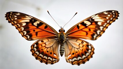 Obraz premium Close-up of a butterfly with orange and black patterned wings