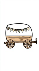 Naklejka premium Festive Wooden Wagon with Bunting