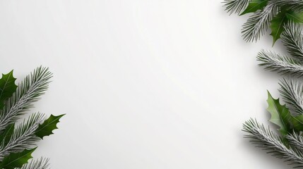 Obraz premium Festive greenery borders a blank space for holiday designs.