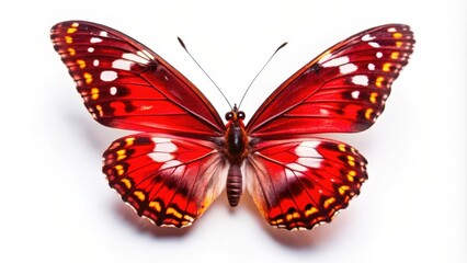 Red and White Butterfly with Black and Yellow Markings