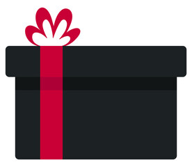 Black gift box flat icon isolated on white background.