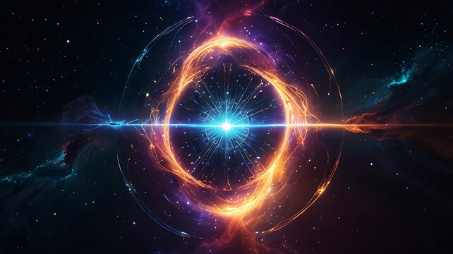 Radiant arcane nexus design featuring soft glowing energy streams converging into a surreal cosmic focal point