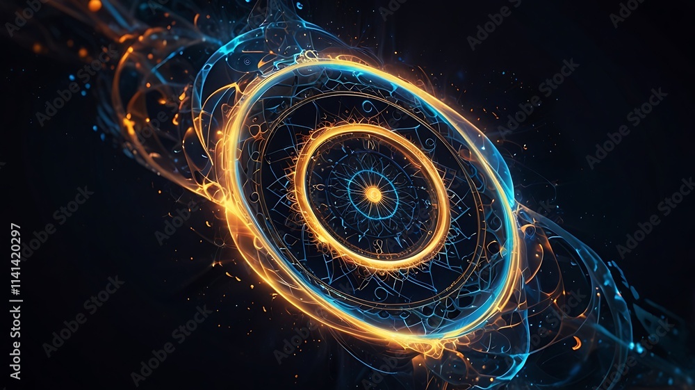 Wall mural abstract arcane dynamo background featuring glowing circular patterns radiating mystical energy in v