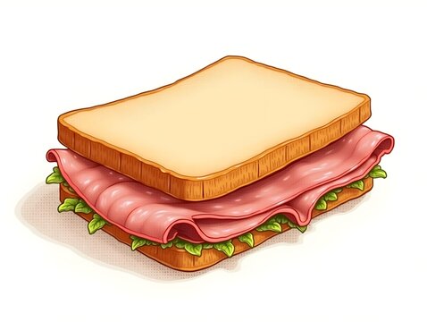 sandwich with ham and lettuce, food art clip art preview