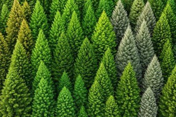 Lush Green Forest with Varied Tree Shades