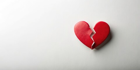 Broken Heart Icon on White Background - Divorce Symbol for Apps and Websites, Flat Vector Illustration of Emotional Pain and Separation