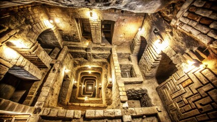 Obraz premium A View into the Depths of an Ancient Underground Structure