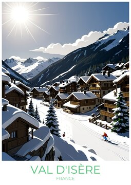Val Disere France Travel Poster Eco Friendly Wall Art Print Decor Canvas Gift