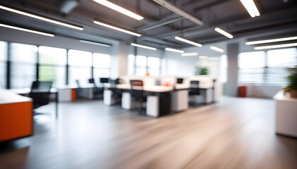 Fototapeta premium Photo blur background of modern office interior design contemporary workspace for creative business