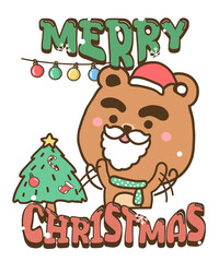 Santa claus bear and Merry Christmas 